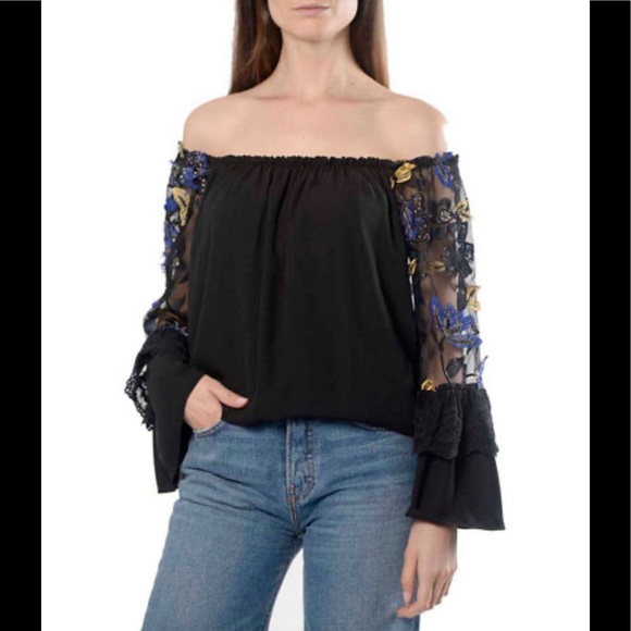 2X - HOST PICK Anna Cai Off Shoulder Embroidered Blouse - Picture 1 of 6